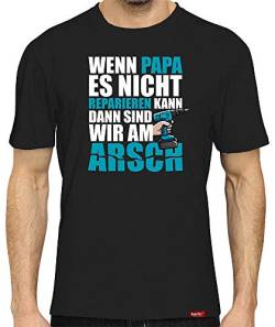 Handwerker Papa T-Shirt Herren Wenn Papa es Nicht Reparieren Kann Papa zu Männertag Geburt des Baby Vater Werden Schwarz M von HARIZ