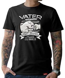 Vater & Tochter T-Shirt Herren Herz & Seele Werdende Eltern Baby Papa Shirt Partnerlook Schwarz 4XL von HARIZ