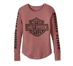 HARLEY-DAVIDSON Authentic Bar & Shield Rib-Knit Top Mahagony Damen Longssleve Shirt, M von HARLEY-DAVIDSON