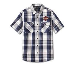 HARLEY-DAVIDSON B&S Plaid Peacoat Shirt Kurzarm Hemd, XL von HARLEY-DAVIDSON