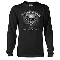 HARLEY-DAVIDSON Militär - Schwarzes grafisches Langarm-T-Shirt für Herren - USAG Wiesbaden | Live Engine, Schwarz, 4X-Groß von HARLEY-DAVIDSON