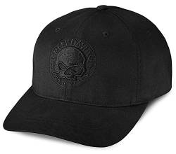 HARLEY-DAVIDSON Willie G® Skull Logo Cap Baseball-Cap Biker Kappe Motorrad Basecap Cappy Mütze mit Stretchband, S von HARLEY-DAVIDSON