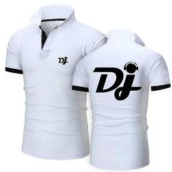 Atmungsaktive Herren-Polo-T-Shirts für Profi-DJ, kurzärmeliges Sport-Fitness-T-Shirt, schnell trocknendes Poloshirt, lässige Mode, Arbeitskleidung, Tennis-Polo-T-Shirts,White-XL von HARLSO