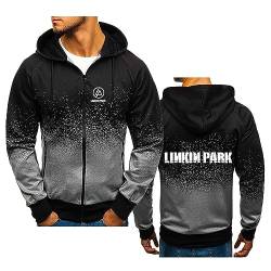 HARLSO Herren-Hoodie-Jacke mit durchgehendem Reißverschluss für Linkin Park, langärmeliges Sweatshirt, Leichter modischer Pullover, Sport-Laufpullover, Tops mit Taschen,Black-L von HARLSO