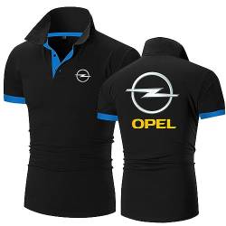 Herren Kurzarm-Polo-T-Shirts für OPel, leichtes, atmungsaktives Golf-Shirt, Sommer, Bequeme Freizeit-T-Shirts, sportliche, feuchtigkeitsableitende Tops,Black-M von HARLSO