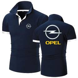 Herren Kurzarm-Polo-T-Shirts für OPel, leichtes, atmungsaktives Golf-Shirt, Sommer, Bequeme Freizeit-T-Shirts, sportliche, feuchtigkeitsableitende Tops,Blue-XL von HARLSO