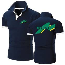 Herren-Poloshirts für FENDT, atmungsaktive Sommer-T-Shirts, kurzärmelige, feuchtigkeitsableitende, schnell trocknende T-Shirts, Freizeit-, Arbeits-, Golf- und Tennis-Tops,Blue-L von HARLSO