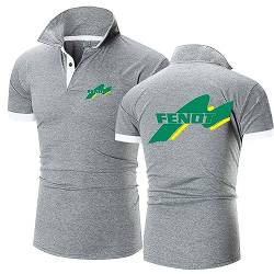 Herren-Poloshirts für FENDT, atmungsaktive Sommer-T-Shirts, kurzärmelige, feuchtigkeitsableitende, schnell trocknende T-Shirts, Freizeit-, Arbeits-, Golf- und Tennis-Tops,Grey-XXL von HARLSO