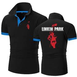 Herrenmode-Polo-T-Shirts für Linkin Park, atmungsaktives Golf-Shirt, Sport, schnell trocknend, kurzärmelig, lässig, Arbeit, Polo, Teenager, Sommer, Tennis-T-Shirt,Black-5XL von HARLSO