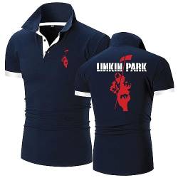 Herrenmode-Polo-T-Shirts für Linkin Park, atmungsaktives Golf-Shirt, Sport, schnell trocknend, kurzärmelig, lässig, Arbeit, Polo, Teenager, Sommer, Tennis-T-Shirt,Blue-3XL von HARLSO