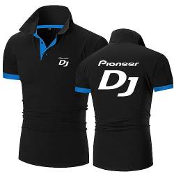 Kurzarm-Polo-T-Shirts für Herren für Pioneer DJ, schnell trocknende sportliche T-Shirts für Freizeit, Arbeit, Golf, Tennis, Workout, Poloshirts, Sport, Fitnessstudio,Black-4XL von HARLSO