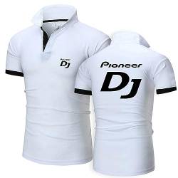 Kurzarm-Polo-T-Shirts für Herren für Pioneer DJ, schnell trocknende sportliche T-Shirts für Freizeit, Arbeit, Golf, Tennis, Workout, Poloshirts, Sport, Fitnessstudio,White-L von HARLSO
