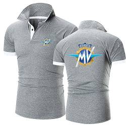 Modische Polo-T-Shirts für Herren für MV Agusta, kurzärmelige, schnell trocknende Polos, feuchtigkeitsableitende T-Shirts, Outdoor-Sport-Shirt, atmungsaktive Tennis-Tops,Grey-L von HARLSO