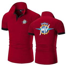 Modische Polo-T-Shirts für Herren für MV Agusta, kurzärmelige, schnell trocknende Polos, feuchtigkeitsableitende T-Shirts, Outdoor-Sport-Shirt, atmungsaktive Tennis-Tops,Red-L von HARLSO