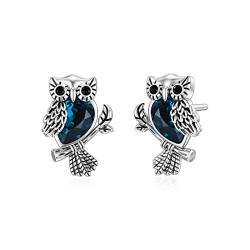 Eule Ohrring Stud mit Kristall 925 Sterling Silber Tierschmuck Jubiläum Geburtstagsgeschenk für Frauen Teen von HARMONY BOLA