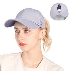 HASAGEI Baseball Cap Damen Pferdeschwanz Baseball Cap Verstellbar Basecap Outdoor Hut Baumwolle Retro Mützen Baseballkappe Hat Mit Zöpfen Loch Loop Hut Atmungsaktiv Sonnenschutz Sommercap von HASAGEI