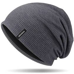 HASAGEI Mütze Herren Damen, Slouch Beanie Mütze Damen, Übergangszeit Weiche Leicht Modische Jersey Beanie, Unisex Warm Winter Mütze Ideal für Frühling Herbst und Winter (Dunkelgrau) von HASAGEI