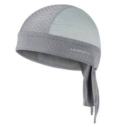 HASAGEI Sport Kopfbedeckung Bandana Cap Kopftuch Herrem Damen Biker Schädel Kappe Fahrradmütze, Schweißableitender Quick Dry Sommer Hat Grau von HASAGEI