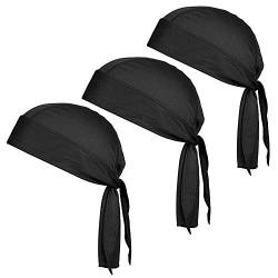 HASAGEI Sports Bandana Cap Herrem Damen Biker Bandanas Kopftuch Hat - Black-3pack von HASAGEI