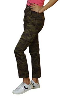 HASHOOB Damen Cargohose Militär Jeans Hosen Sporthose Outdoorhose Arbeitshose (Olive, 8) von HASHOOB