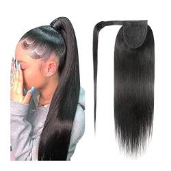Fake Hair 10-30 Zoll Magic Paste Pferdeschwanz-Verlängerung for Frauen, gerade Wickel-Pferdeschwanz-Verlängerung, brasilianisches Remy-Echthaar, Clip-in-Pferdeschwanz-Haarteil Ponytail (Size : 26inch von HASMI