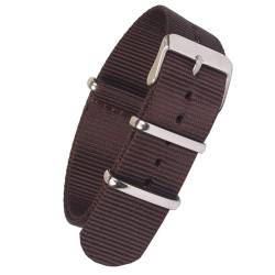 HASMI Kompatibel 18mm 20mm 22mm Einfarbig Schwarz Armband Nylon Uhrenarmband Armbanduhr Band Edelstahl Schnalle Stoff (Color : Brown, Size : 20mm) von HASMI