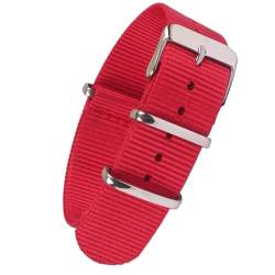 HASMI Kompatibel 18mm 20mm 22mm Einfarbig Schwarz Armband Nylon Uhrenarmband Armbanduhr Band Edelstahl Schnalle Stoff (Color : Red, Size : 20mm) von HASMI