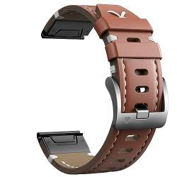 HASMI Kompatibel for 26-mm-Armband, kompatibel for Garmin Fenix ​​7X/6X Pro/6X/5X/5X Plus, echtes Lederarmband, 22 mm, kompatibel for Fenix ​​6/6 Pro/5/7 Band (Color : Brown2, Size : 26mm) von HASMI