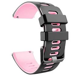 HASMI Kompatibel for Fitbit Versa-Silikonarmband, 23 mm, kompatibel, kompatibel for Versa 2/Versa Lite Edition-Armband, kompatibel for Versa Special Edition-Armband (Color : Black Pink, Size : 23MM_ von HASMI