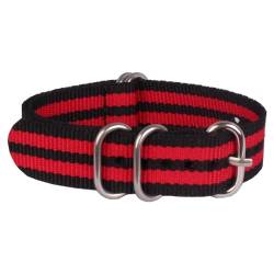 HASMI Kompatible 16/18/20/22/24 mm Cambo Stripe Ringschnalle Armband Faser gewebtes Nylon Uhrenarmbänder Armbanduhrenbänder (Color : 3Black 2Red, Size : 20mm) von HASMI