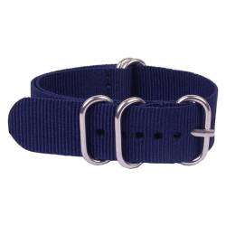 HASMI Kompatible 16/18/20/22/24 mm Cambo Stripe Ringschnalle Armband Faser gewebtes Nylon Uhrenarmbänder Armbanduhrenbänder (Color : Navy, Size : 22mm) von HASMI