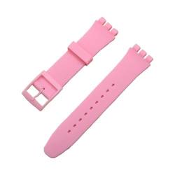 HASMI Kompatible 17 mm, 19 mm, 20 mm, kompatible SWATCH-Uhrenzubehör-Armbänder, Kunststoffschnalle (Color : Pink, Size : 20mm) von HASMI