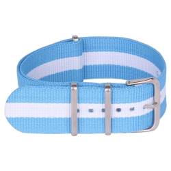 HASMI Kompatibles M22-mm-Armee-Hellblau-Weiß-Gewebe-Nylon-Uhrenarmband-Zubehör, gewebtes Armband, Schnalle, 22 mm von HASMI