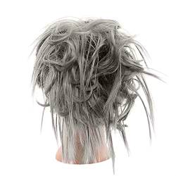 Haarteil Haarverlängerungen for Frauen, synthetische, zerzauste Hochsteckfrisur, unordentliche Dutt-Haarteile, Haargummi-Verlängerungen mit elastischem Band, Pferdeschwanz-Haar Dutt (Color : DimGrey von HASMI