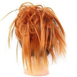 Haarteil Haarverlängerungen for Frauen, synthetische, zerzauste Hochsteckfrisur, unordentliche Dutt-Haarteile, Haargummi-Verlängerungen mit elastischem Band, Pferdeschwanz-Haar Dutt (Color : Deep ora von HASMI