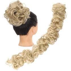 Haarteil Messy Bun Hair Piece Extensions Tousled Updo Flauschiges Haar Pferdeschwanz DIY Wrap Around Bun Hair Scrunchie Wavy Donut Chignons for Frauen Kinder Dutt (Color : M333-107) von HASMI