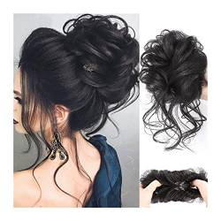 Haarteil Mit Gummiband Super langer, lockiger, gewellter Chignon-Haarknoten, Haargummi for Frauen, unordentlicher Dutt, Haarteil, zerzauste Hochsteckfrisur, Haarknoten, Verlängerung, elastisches Haarb von HASMI