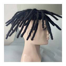 Herren Haarteil Dreadlock Male Hair Prosthesis Toupee For Men Mono Afro Curly Hair System Unit for Black Men #1B Indian Human Hair Men's Wig Toupet für Männer (Color : 7inch Color 1B 130%, Size : 7x von HASMI