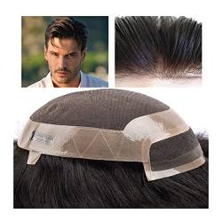 Herren Haarteil Haareinheiten for Männer 120% Haardichte Echthaar-Ersatzsystem French Lace Front & Mono Top & NPU Perimeter Hair Toupet 30 mm Wave Herren-Haarteil Toupet für Männer (Color : 30mm Wav von HASMI