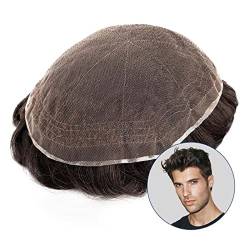 Herren Haarteil Männer Toupee Soft Swiss Full Lace Male Toupee Human Hair Replacement System Natürlicher Haaransatz Atmungsaktive Wellen-Haarteile for Männer Toupet für Männer (Color : 30mm Wave, Si von HASMI