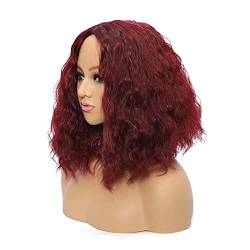 Human Haar Wigs Perücke Tiefe Welle Perücken für Schwarze Frauen Lockige Synthetische Perücke Natürliche Schwarz Natürliche Farbe Mittel Natürliche Lockige Perücke (Farbe: Rood, Größe: 2 von HASMI