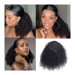 Pferdeschwanz Haarteil Menschliches Haar Remy Haar Pferdeschwanz Clip In Haar 12 14 16 Zoll Afro Verworrene Lockige Kordelzug Pferdeschwanz Extensions Natürliche Schwarz Lockige Pferdeschwanz Haarteil von HASMI