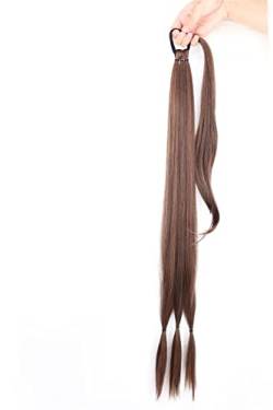 Pferdeschwanz Haarteil Temperaturfaser geeignet for Frauen 34 Zoll synthetische geflochtene Pferdeschwanz-Haarteile mit elastischem Gummiband hitzebeständig hoch Pferdeschwanzverlängerung (Color : 2- von HASMI
