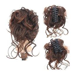 kunsthaar zum einflechten Messy Curly Hair Dutt Haargummis Verlängerung, 1 STÜCKE Curly Wellig Synthetic Bun Hair Piece Claw Clip Haarknoten Chignon for Frauen Mädchen haare zum einflechten (Color : von HASMI