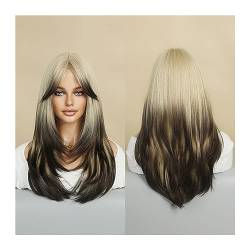 perücken Natürliche synthetische Hai-Perücke for Cosplay, hitzebeständige blonde Perücke for Frauen, lange gewellte lavendelfarbene Perücke mit Pony Perücke (Color : MW9039-808, Size : Follow us-2U von HASMI