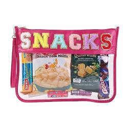 HASIOY Transparente Tasche mit Flicken Snacks Tasche Chenille Brieftasche Kosmetiktasche mit goldenen Schultergurten, Rot/Ausflug, einfarbig (Getaway Solids), Snack-Tasche von HASOIY