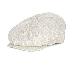 HAT YOU Herren Schiebermütze, Flatcap, Schirmmütze, Barrett, Leinencap, Farbe:Beige, Size: L von HAT YOU