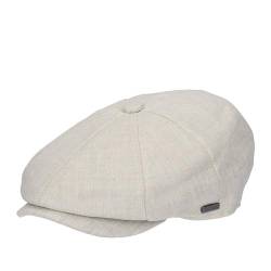 HAT YOU Herren Schiebermütze, Flatcap, Schirmmütze, Barrett, Sommer Leinencap, Farbe:Creme, Hut Size:59-60 cm von HAT YOU