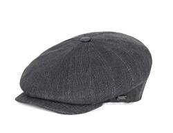 HAT YOU Herren Schiebermütze, Flatcap, Schirmmütze, Barrett, Sommer Leinencap, Farbe:Dark Grey, Hut Size:59-60 cm von HAT YOU