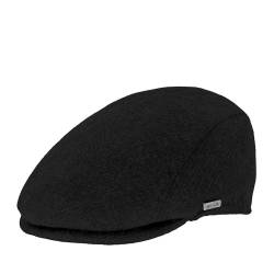 HAT YOU Wool Flat Cap 'George', Herren Schiebermütze, Wolle Schirmmütze, Mütze:Black, Größe:59 cm von HAT YOU